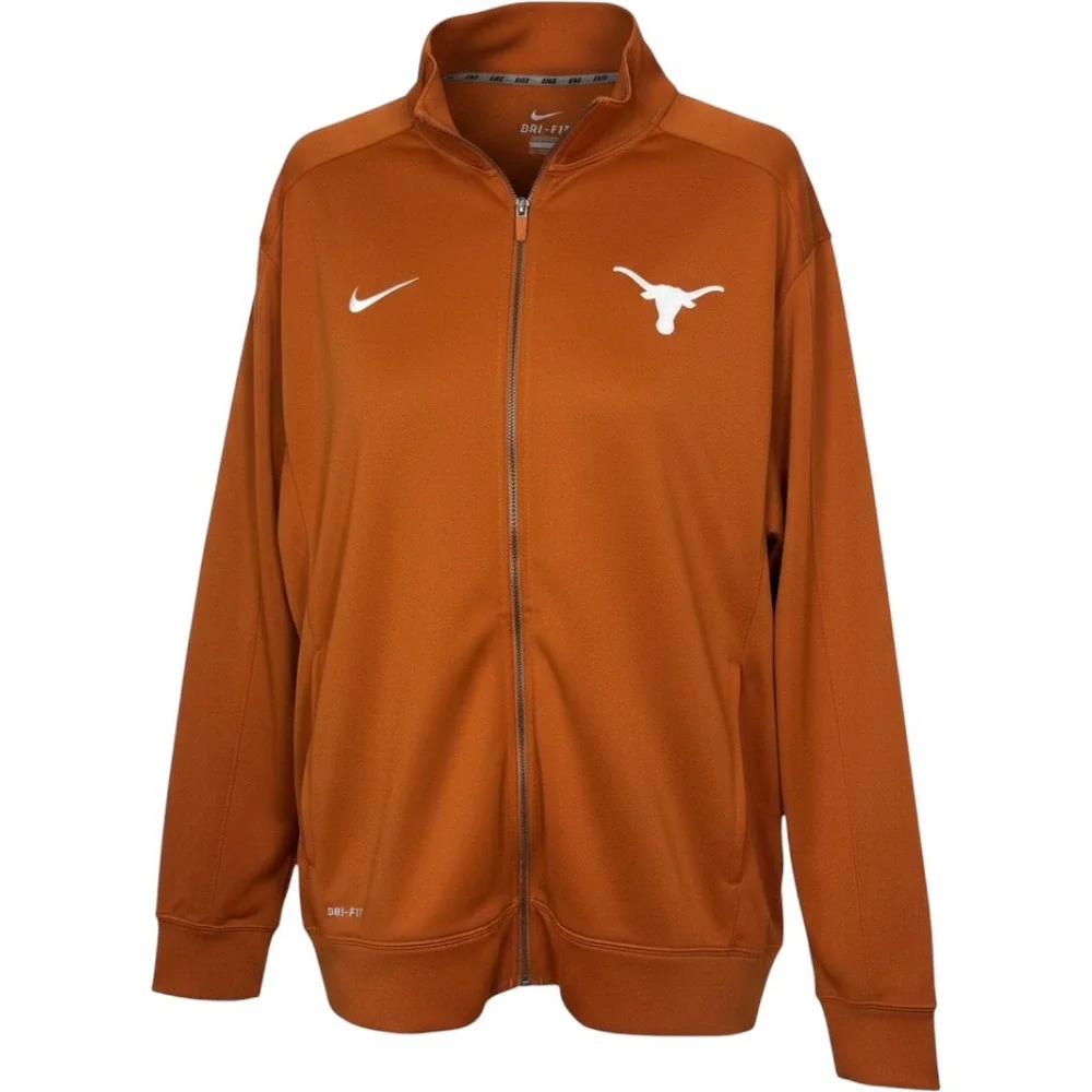 Nike Track Jacket Men XXL Burnt Orange Texas Longhorns Dri-FIT Full Zip NCAA